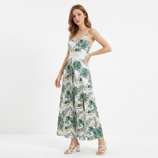 Women’s Floral Summer Maxi Dress with Split