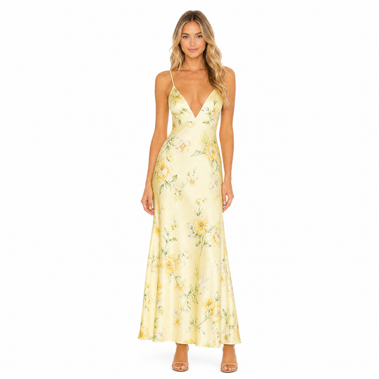 Women's Floral V-Neck Maxi Dress