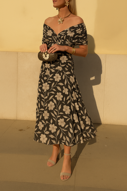 Women's Floral Wrap Midi Dress for Summer