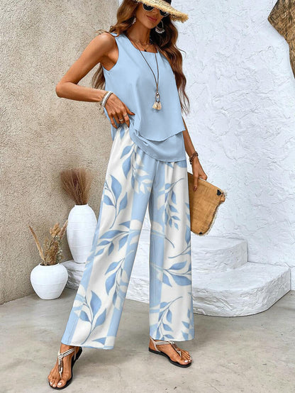 Women's Flowy Top and Relaxed Bottoms Outfit Set