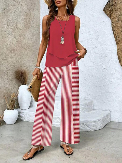 Women's Flowy Top and Relaxed Bottoms Outfit Set