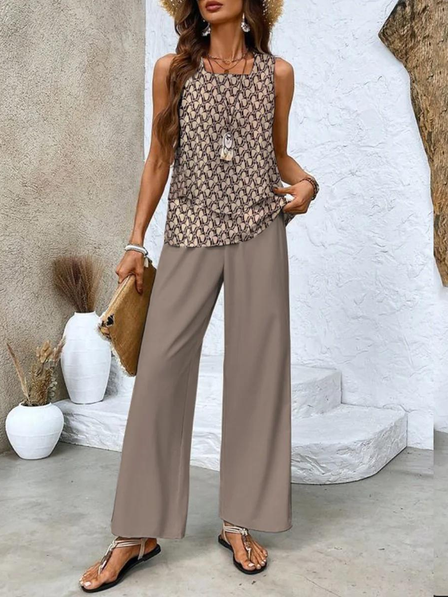 Women's Flowy Top and Relaxed Bottoms Outfit Set