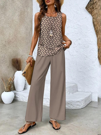 Women's Flowy Top and Relaxed Bottoms Outfit Set