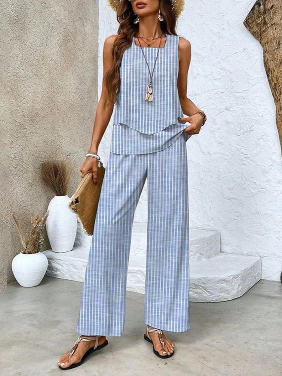 Women's Flowy Top and Relaxed Bottoms Outfit Set