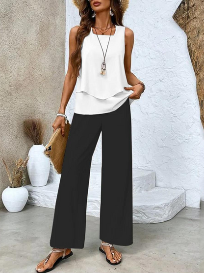 Women's Flowy Top and Relaxed Bottoms Outfit Set