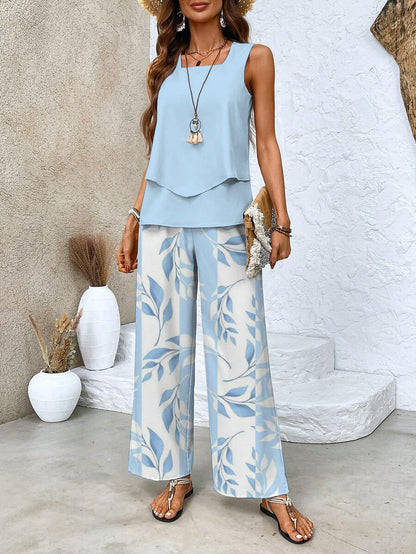 Women's Flowy Top and Relaxed Bottoms Outfit Set