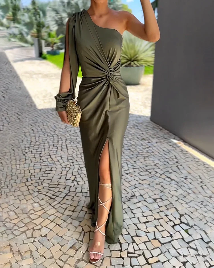Women's Formal Maxi Dress with Single Shoulder Strap