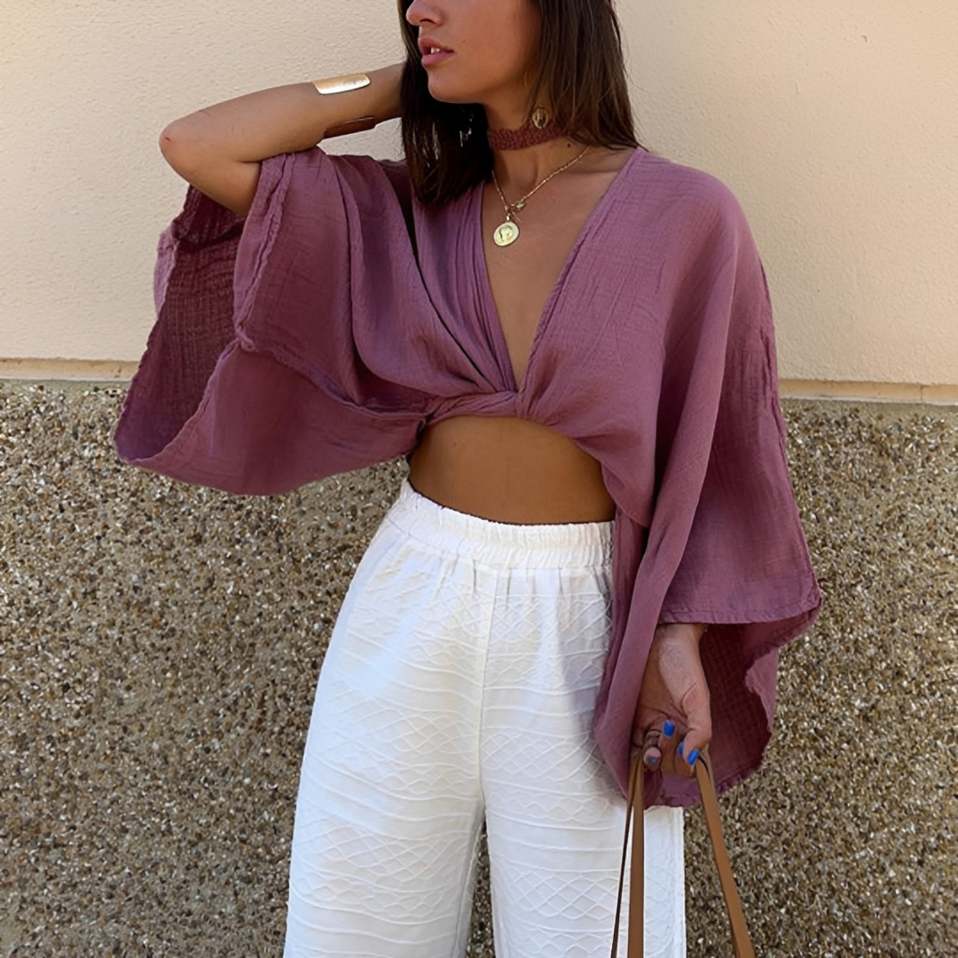 Women's Front Knot Blouse - Stylish Casual Top for Everyday Wear