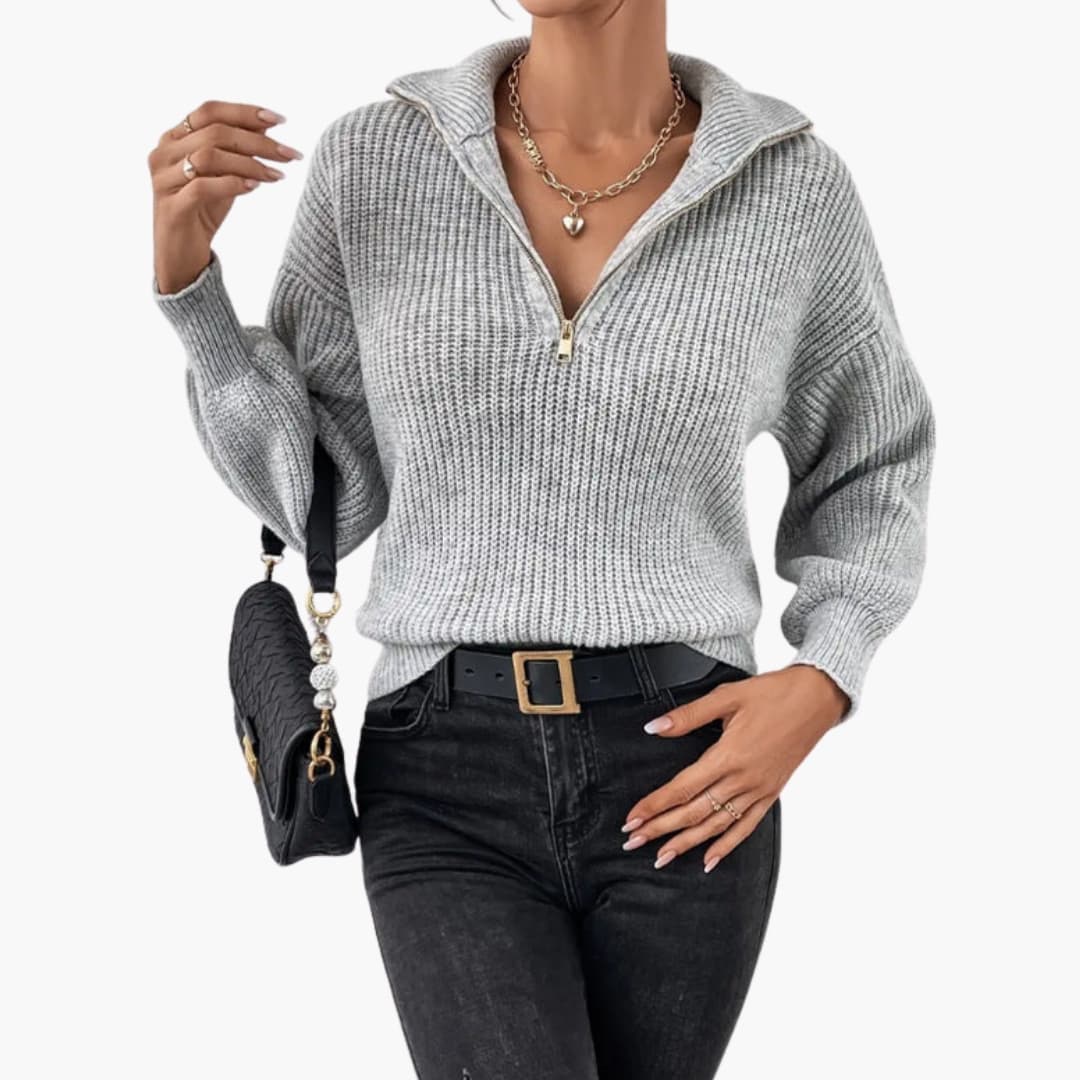 Women's Half-Zip Rib Knit Sweater