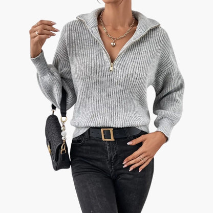 Women's Half-Zip Rib Knit Sweater