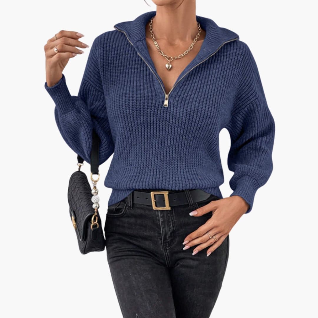 Women's Half-Zip Rib Knit Sweater