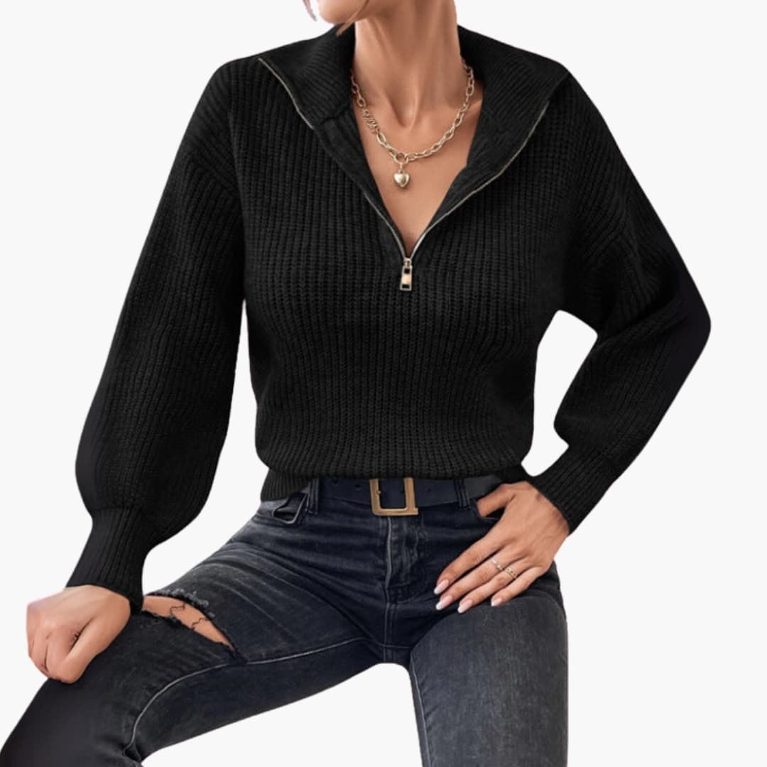 Women's Half-Zip Rib Knit Sweater