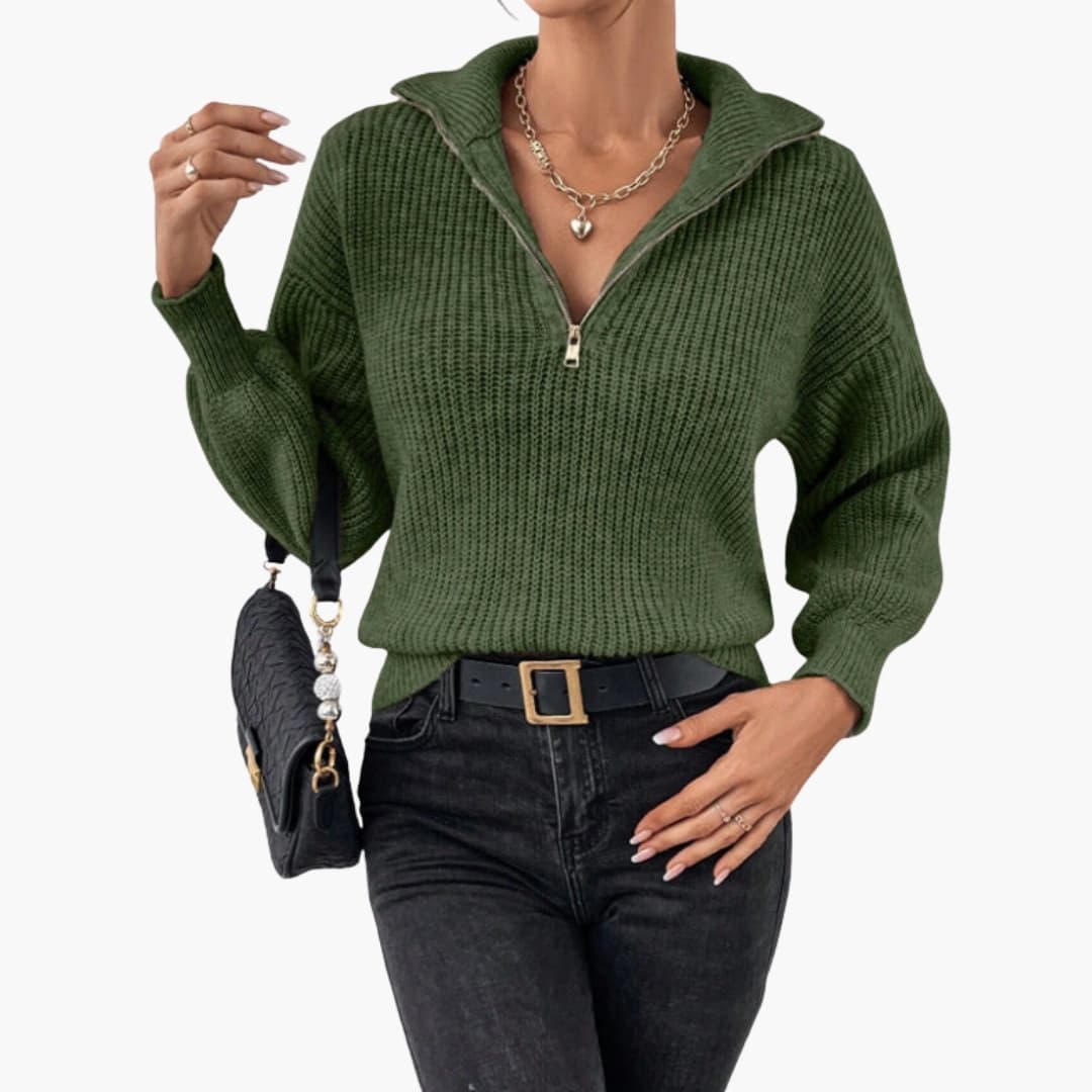 Women's Half-Zip Rib Knit Sweater