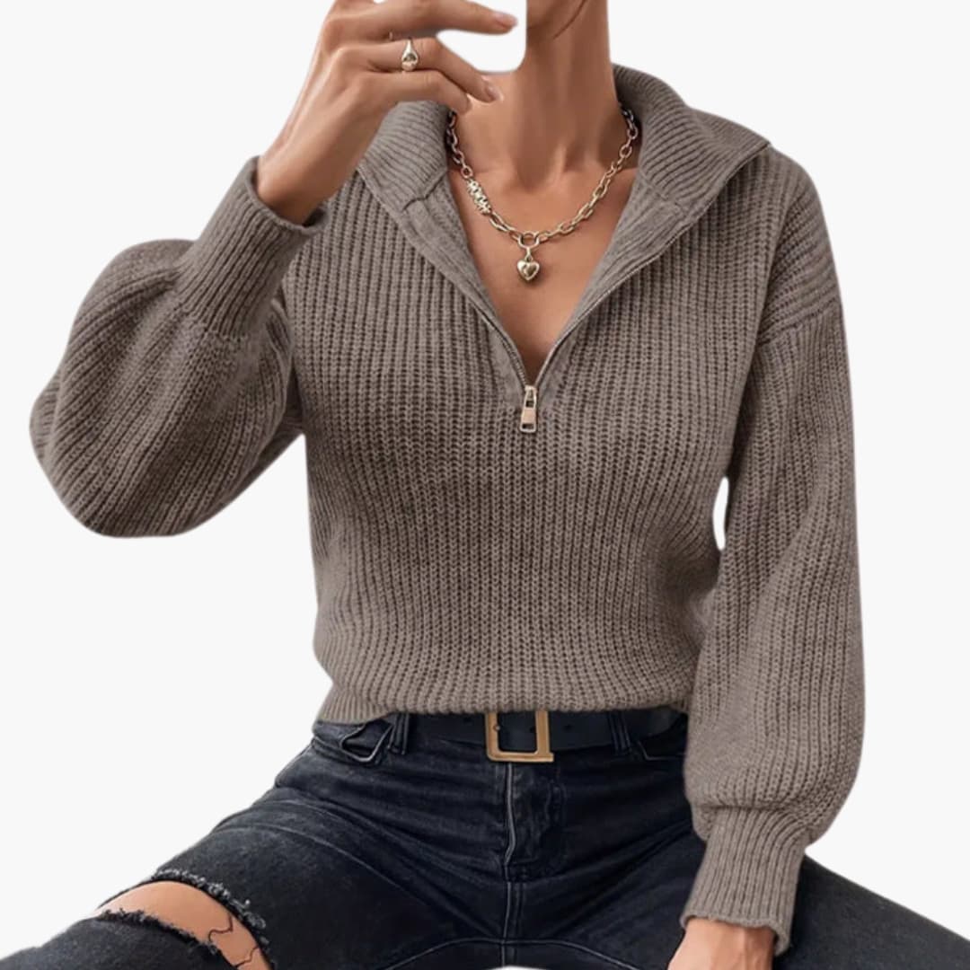 Women's Half-Zip Rib Knit Sweater
