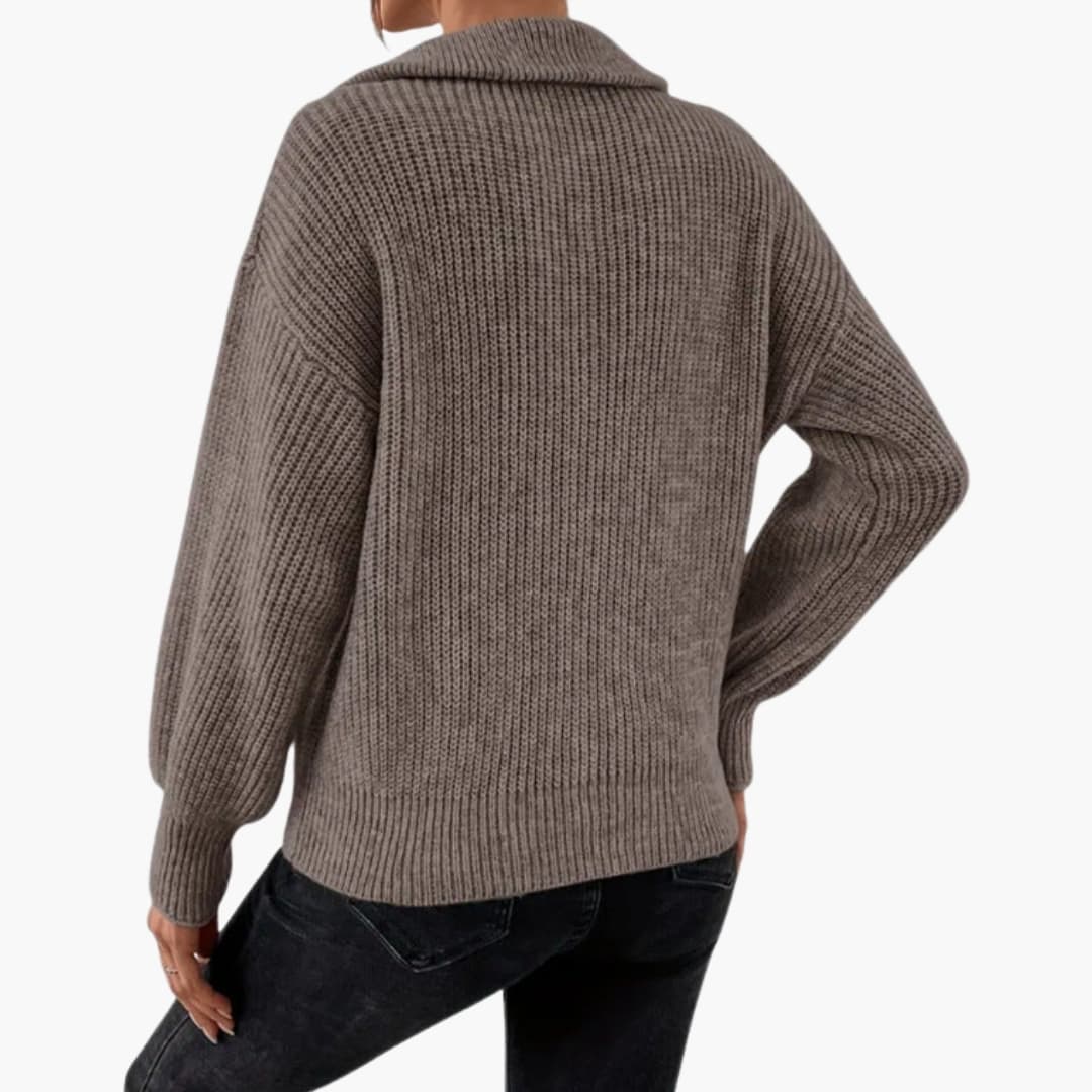 Women's Half-Zip Rib Knit Sweater