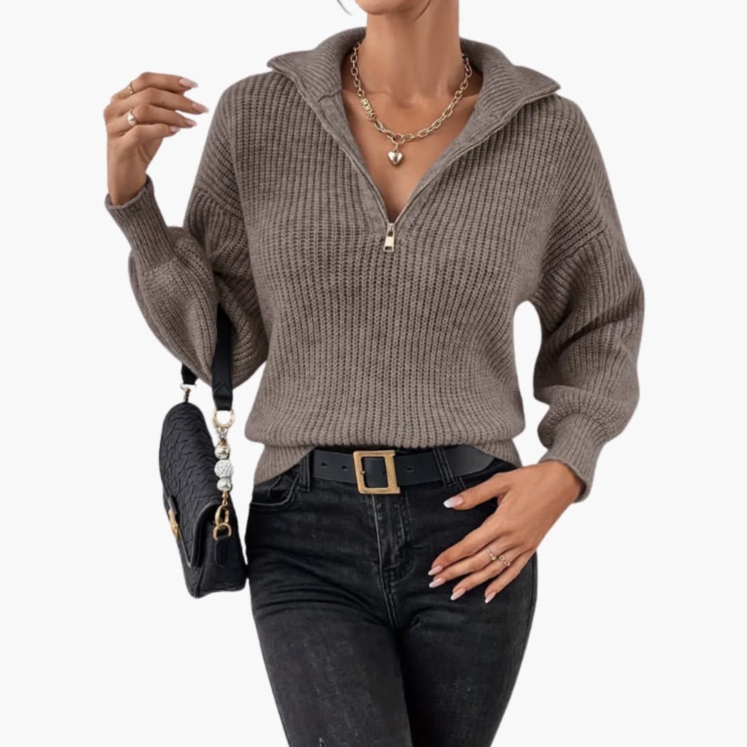Women's Half-Zip Rib Knit Sweater
