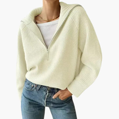 Women's Half-Zip Sweater with Stand-Up Collar