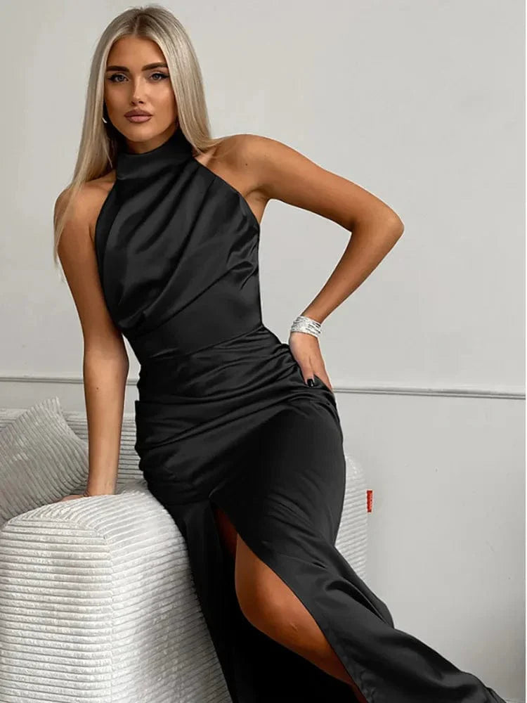 Women's Halter Maxi Dress for Cocktail and Formal Events