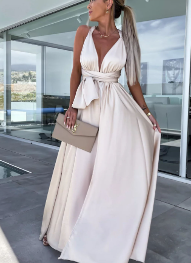 Women's Halter Neck Maxi Dress with High Split