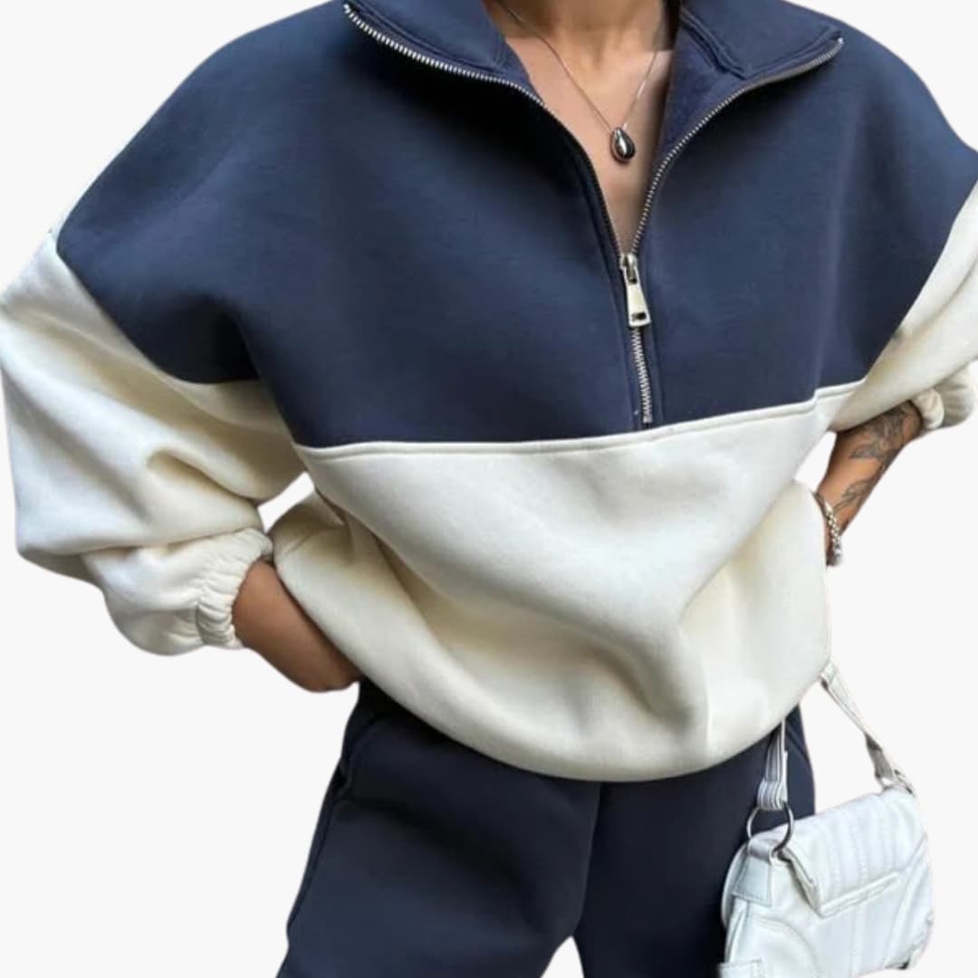 Women's High Neck Sweater with Half Zipper