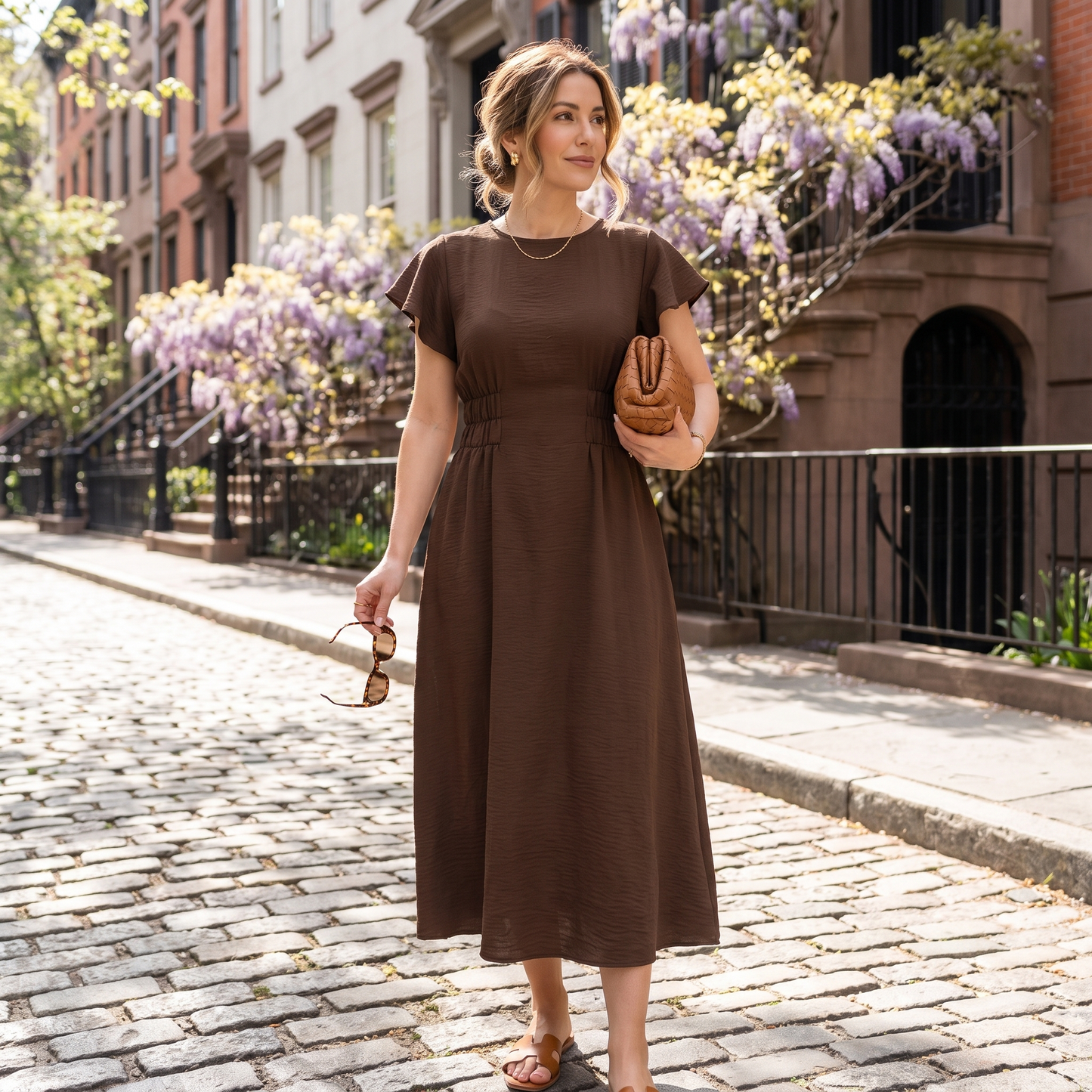 Women's High-Waist Summer Midi Dress