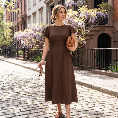 Women's High-Waist Summer Midi Dress