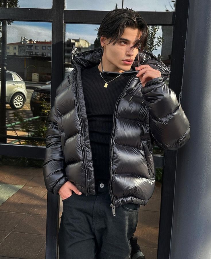 Women's Hooded Puffer Coat with Shiny Finish