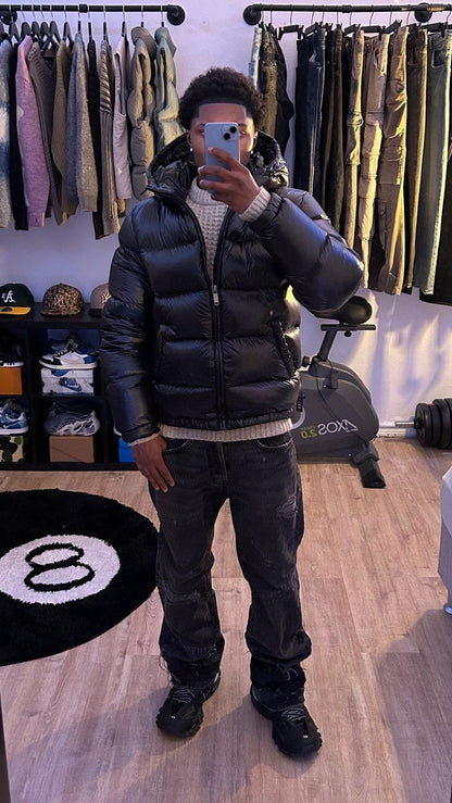 Women's Hooded Puffer Coat with Shiny Finish