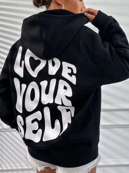 Women's Inspirational Print Love yourself Hoodie