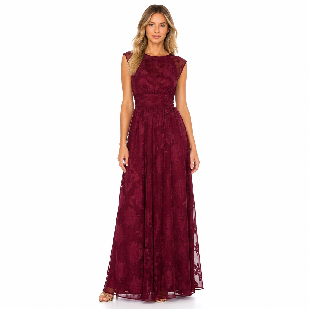 Women's Jacquard Chiffon Maxi Dress