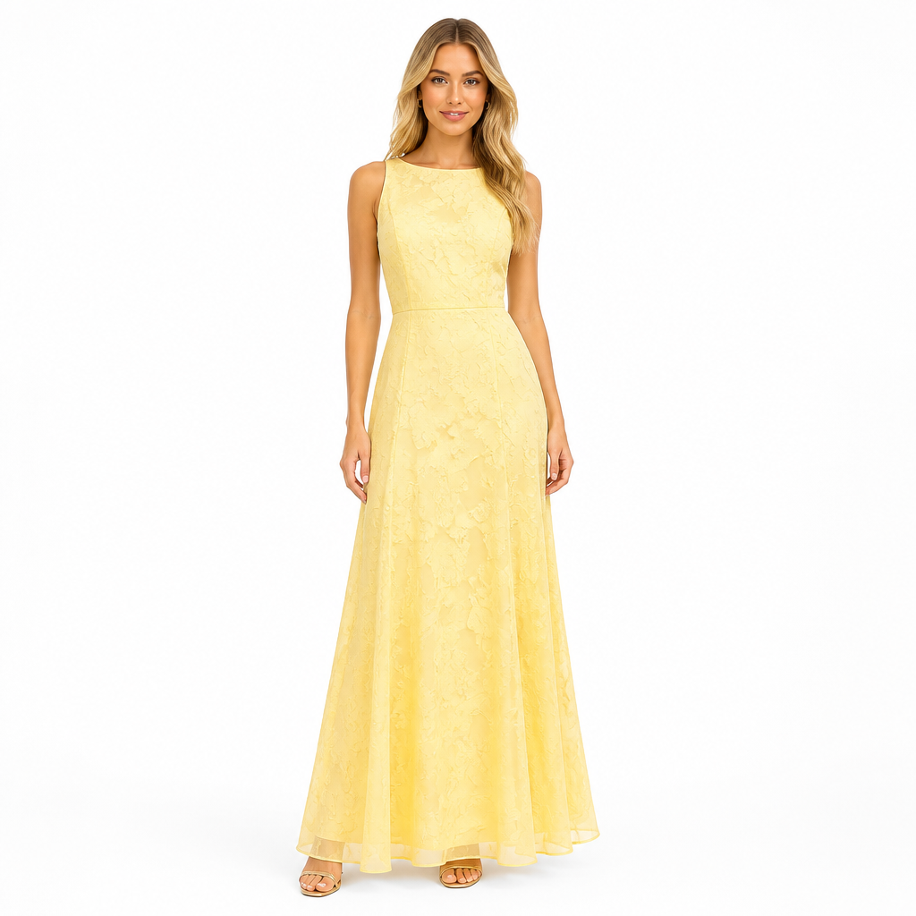 Women's Jacquard Chiffon Maxi Dress