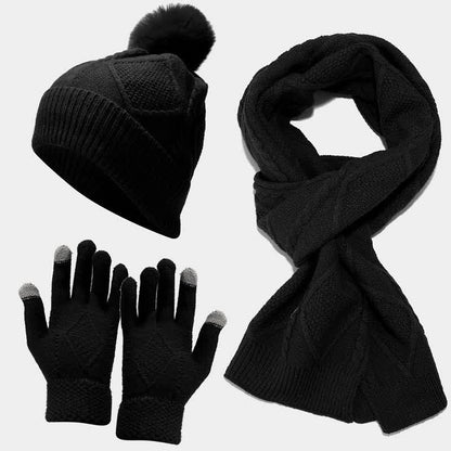 Women's Knit Scarf Set with Hat and Gloves