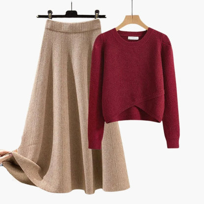 Women's Knit Sweater and A-Line Skirt Set