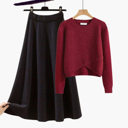 Women's Knit Sweater and A-Line Skirt Set