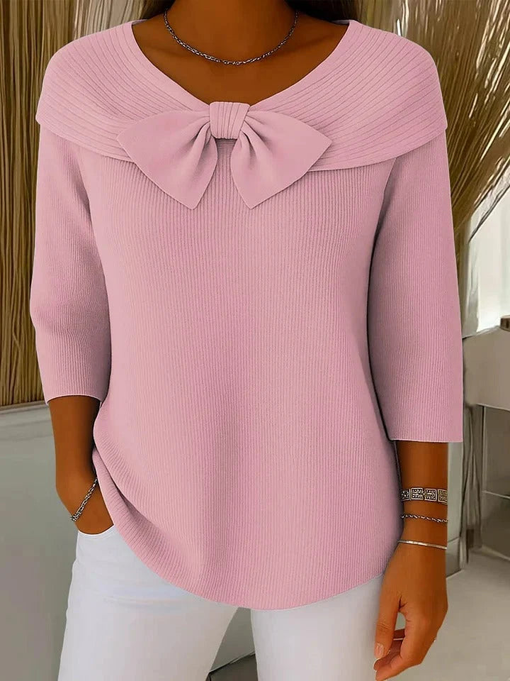Women's Knit Sweater with Bow Detail