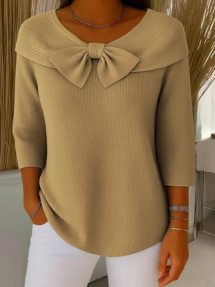 Women's Knit Sweater with Bow Detail