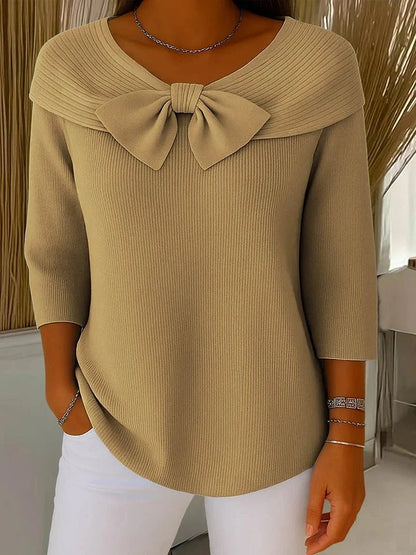 Women's Knit Sweater with Bow Detail