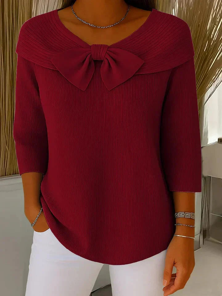 Women's Knit Sweater with Bow Detail