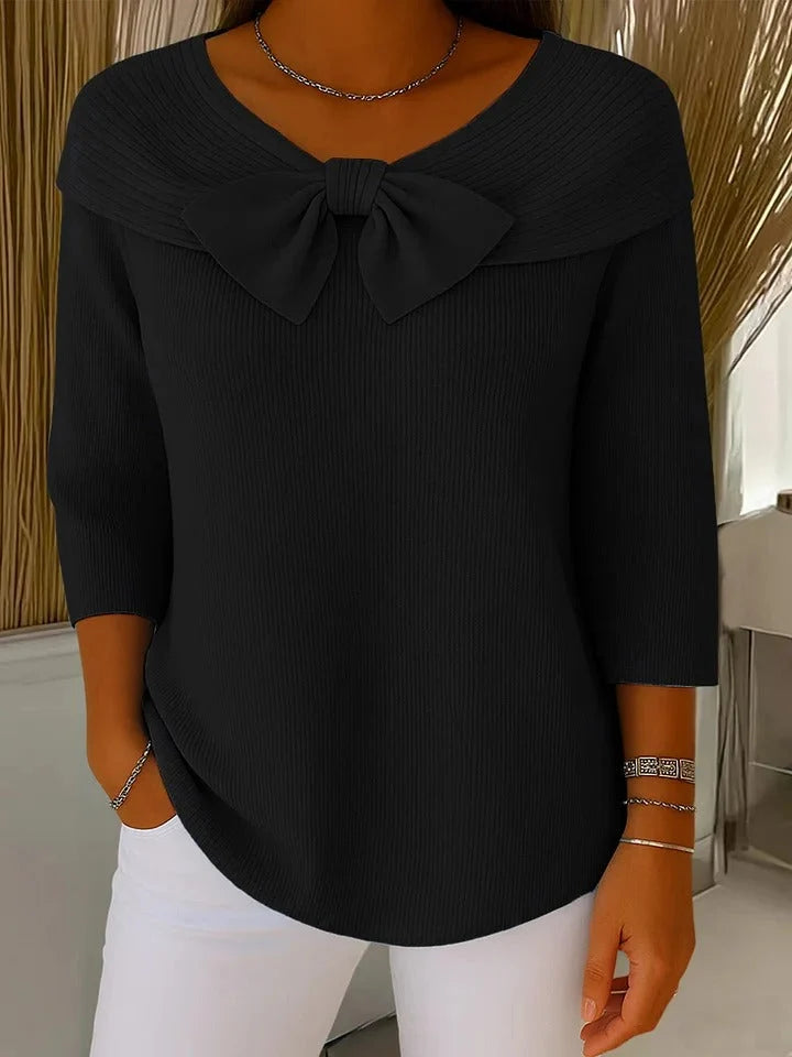 Women's Knit Sweater with Bow Detail