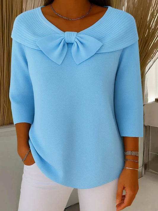 Women's Knit Sweater with Bow Detail