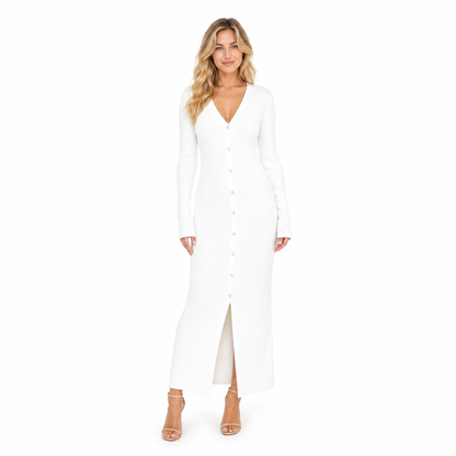 Women's Knit V-Neck Maxi Dress