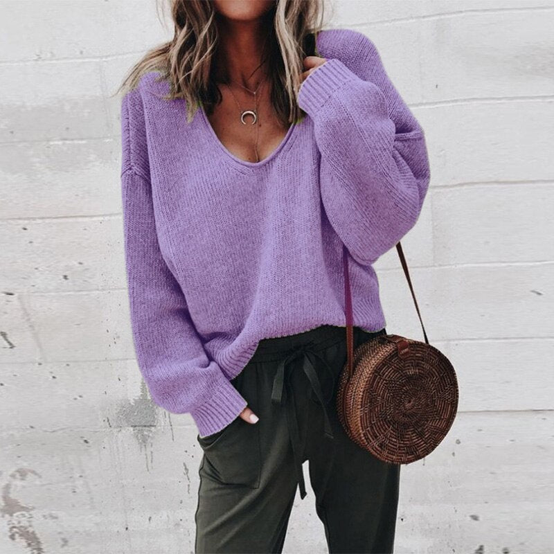 Women's Knit V-Neck Sweater