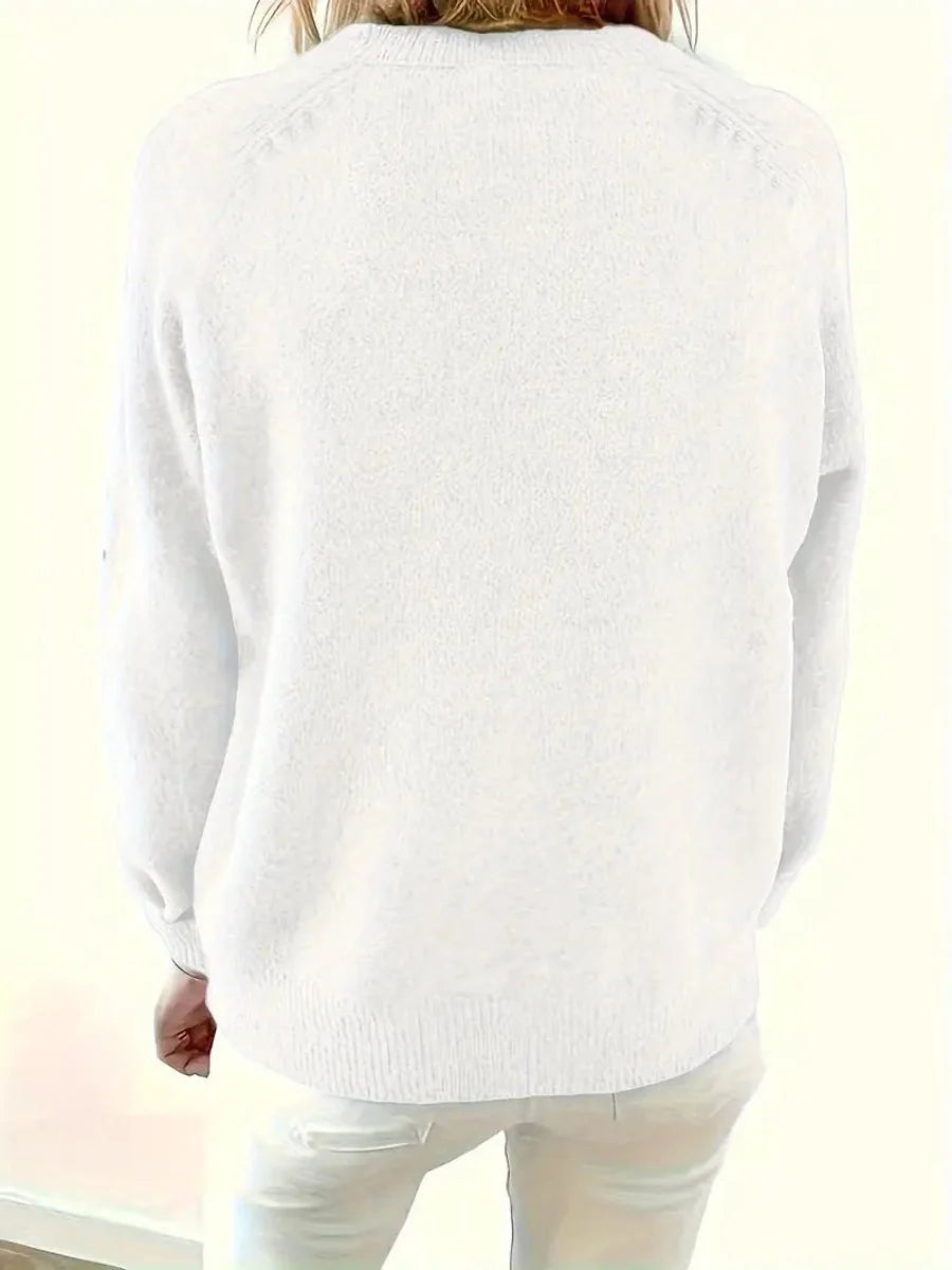 Women's Knitted Sweater with Button Placket