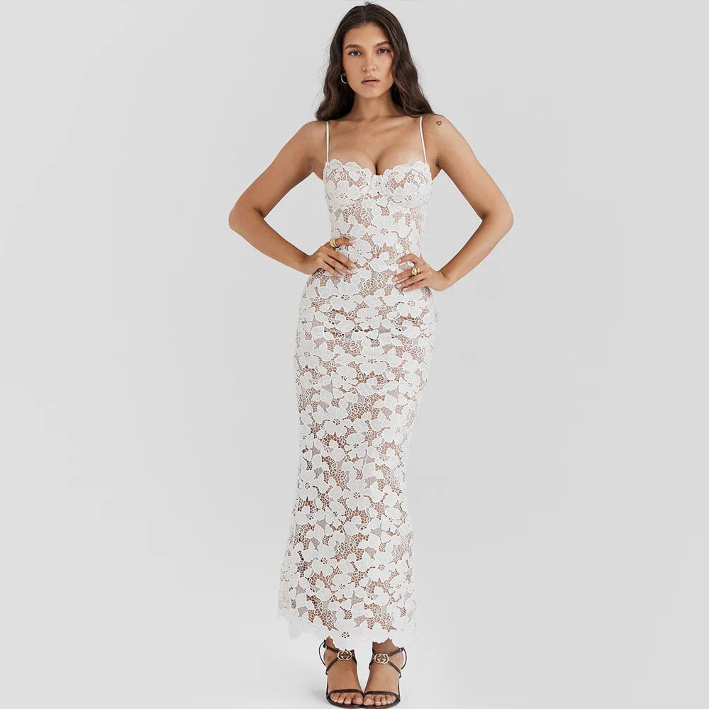 Women's Lace Blend Full-Length Dress