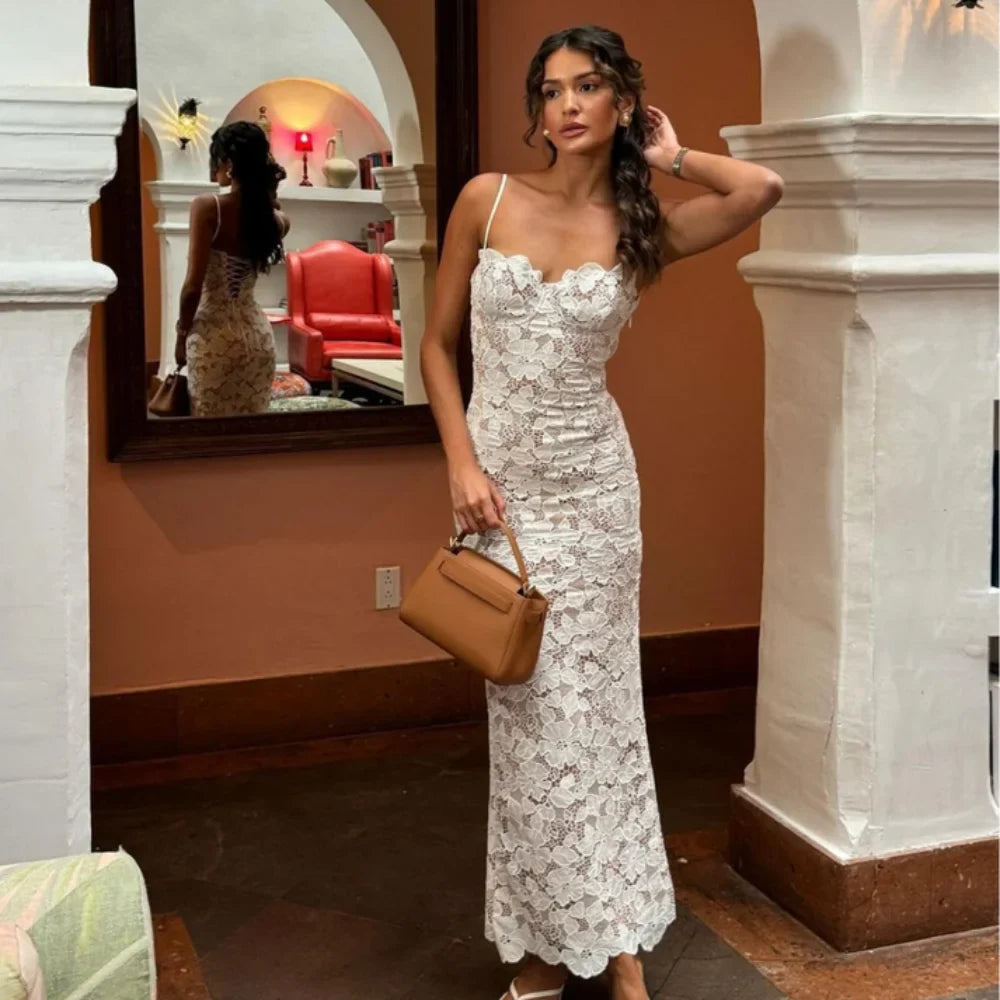 Women's Lace Blend Full-Length Dress