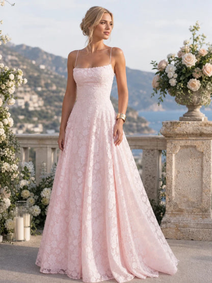 Women's Lace Maxi Dress with Fitted Bodice