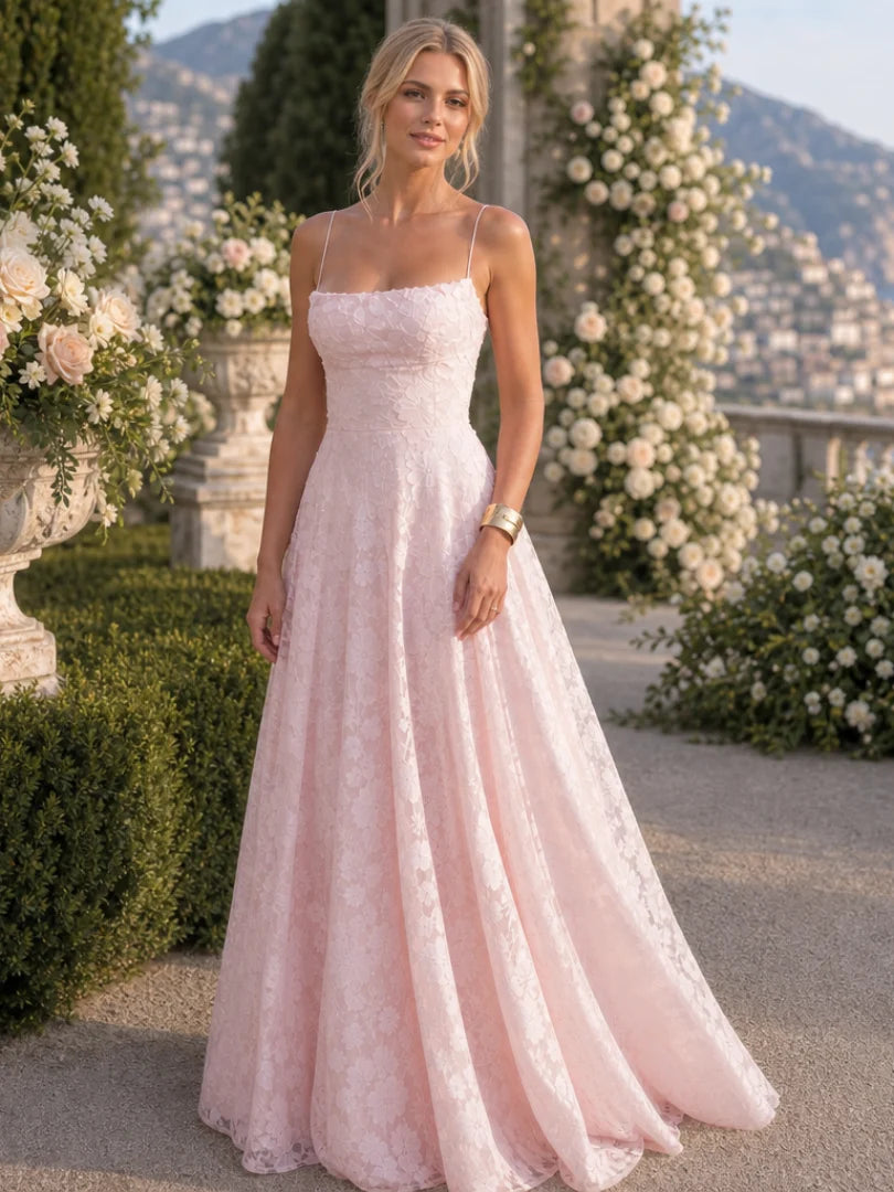 Women's Lace Maxi Dress with Fitted Bodice