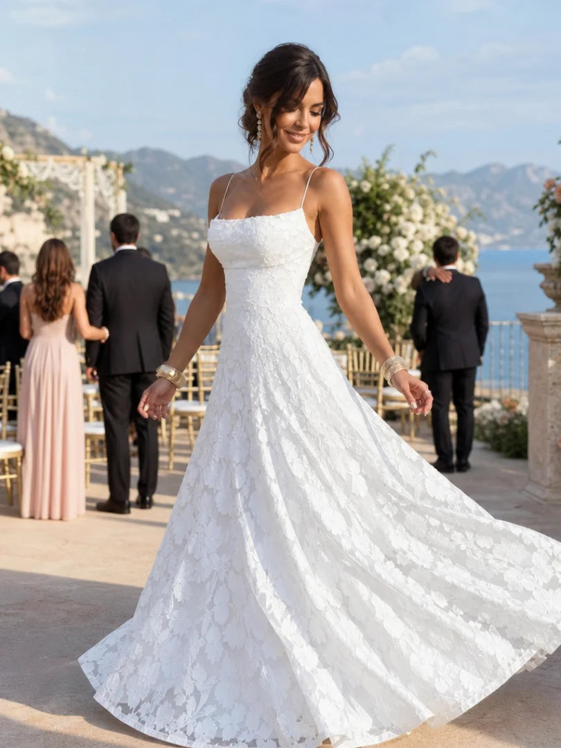 Women's Lace Maxi Dress with Fitted Bodice
