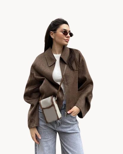 Women's Lapel Jacket with Zip Closure