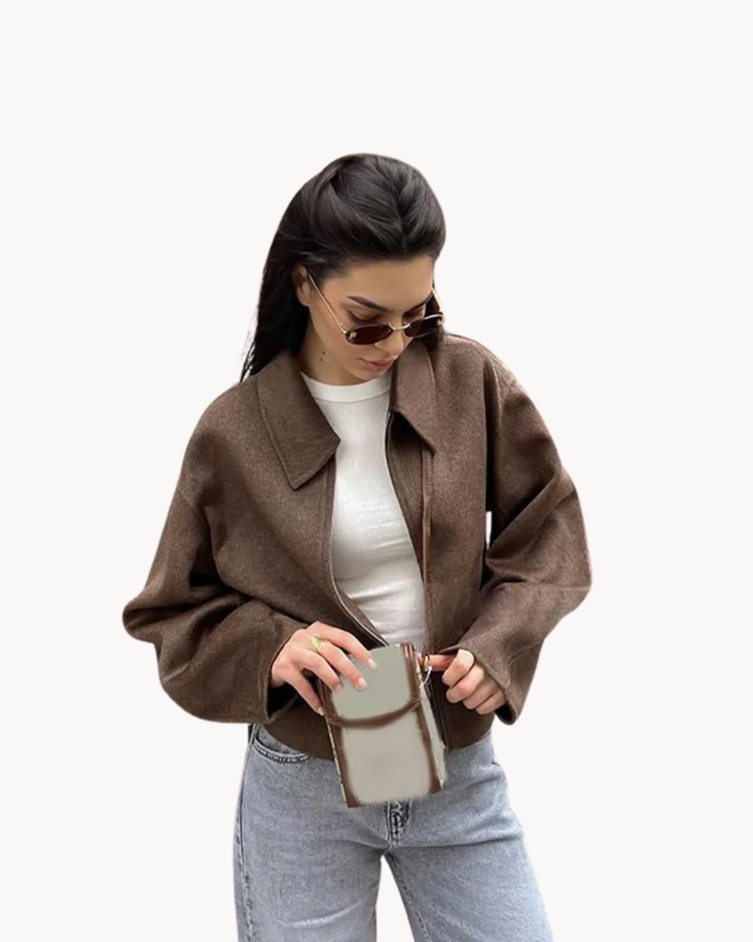 Women's Lapel Jacket with Zip Closure